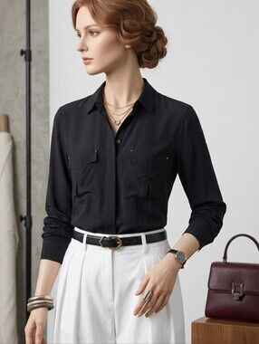 IRO Alvine Studded Button Down shirt In Black 8US 38F